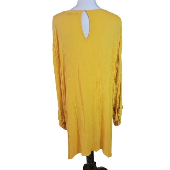 Boohoo Mustard Yellow Boho Tassel Shift Dress Size 14 - Picture 4 of 5